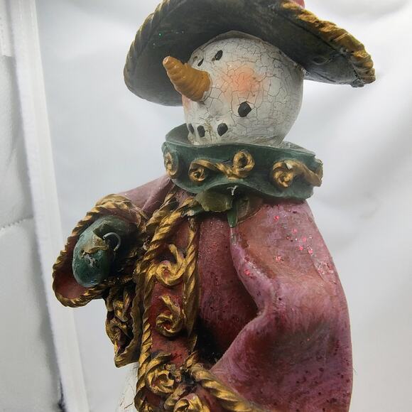 Large Victorian Rustic Snowman Figurine Resin Winter Holiday Home Décor - Picture 10 of 16